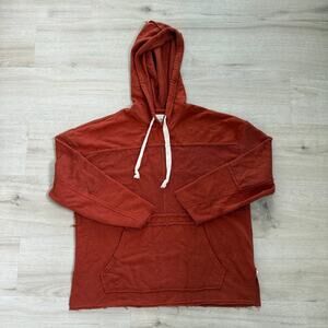 Urban Outfitter Rust Orange Raw Hem Seamed Pullover Hoodie Sweatshirt Size Small